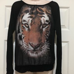 Love J Black Long Sleeve Dual Fabric Top Size M